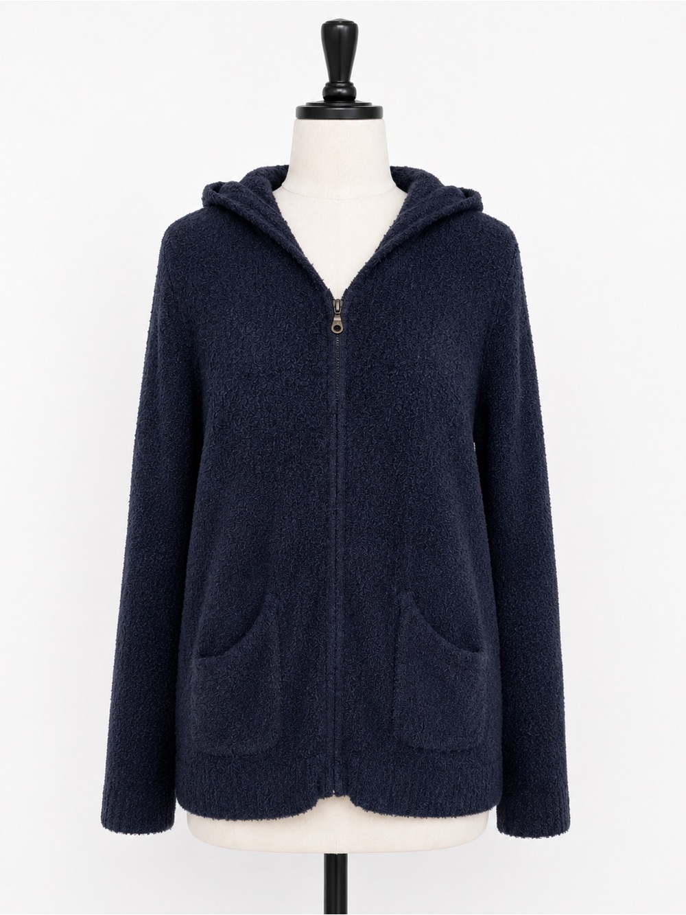 Barefoot Dreams CozyChic Lite Zip Hoodie Navy Blue Size Large